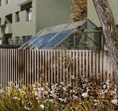 Zieleń przy budynkach
<br><br>
Zaprojektowane rabaty bylinowo-trawiaste w duchu new perennials i trawniki. Skandynawski styl - lekkość bylin, dużo traw, uporządkowanie i naturalność. Minimalizm w liczbie gatunków. Nawiązanie do stylu skandynawskiego w architekturze krajobrazu.